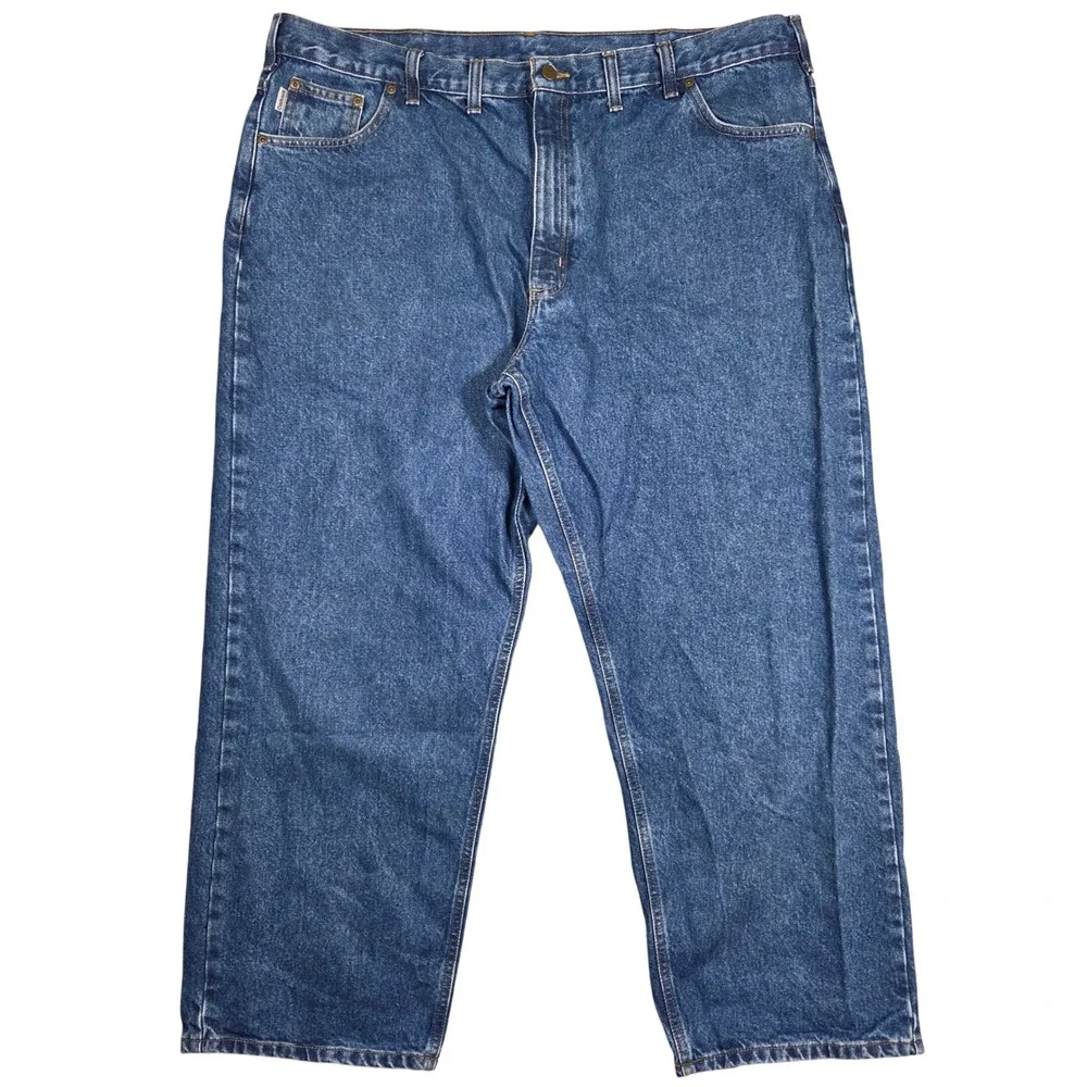Carhartt B167 DST Mens 46x30 Blue Denim Loose Fit Work Streetwear Grunge Chore